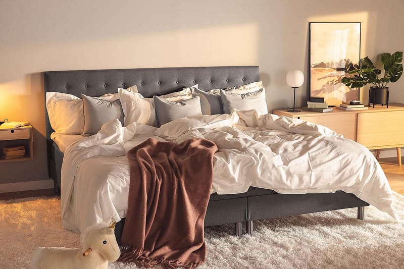 Ella Familieseng 240x210  cm - (+Flere valg) Mørkegrå - Møbler - Senge - Komplet sengepakke
