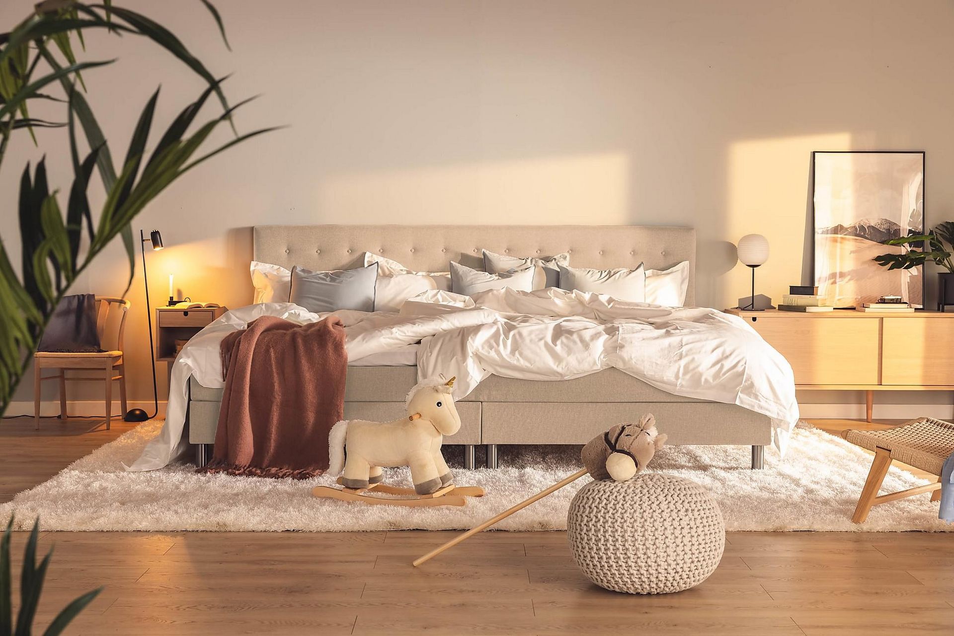 Ella Familieseng 280x200  cm - (+Flere valg) Beige - Møbler - Senge - Komplet sengepakke