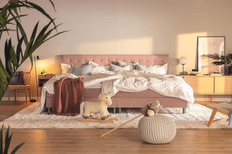 Ella Familieseng 280x200  cm - (+Flere valg) Lyserød - Møbler - Senge - Komplet sengepakke