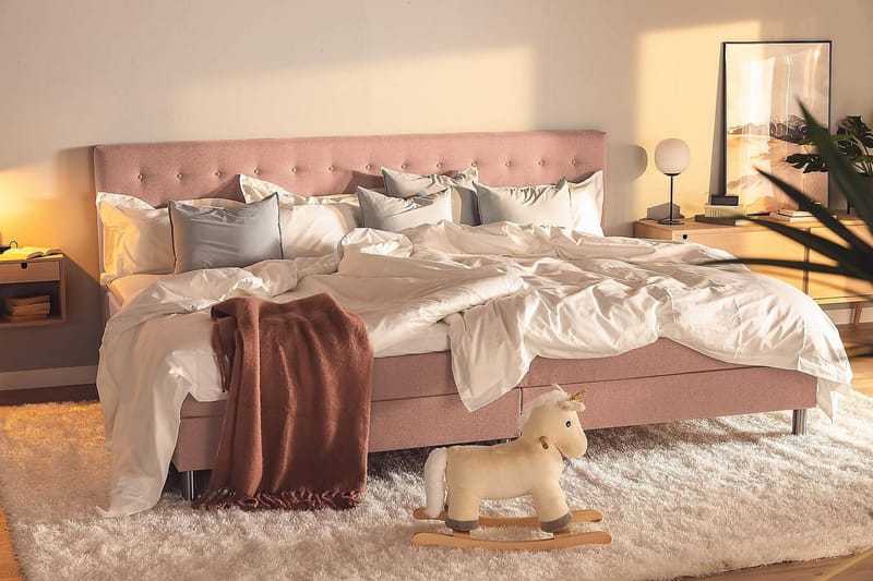 Ella Familieseng 280x200  cm - (+Flere valg) Lyserød - Møbler - Senge - Komplet sengepakke