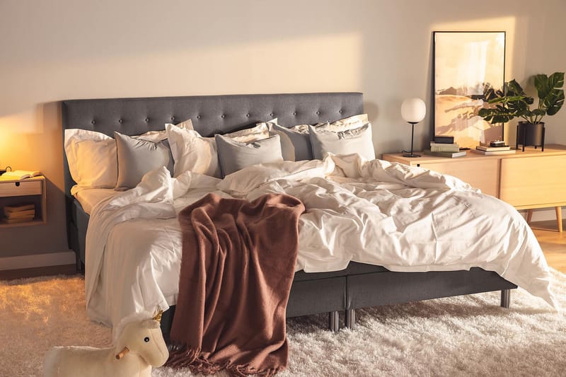 Ella Familieseng Sengepakke 240x200  cm - (+Flere valg) Mørkgrå - Møbler - Senge - Komplet sengepakke