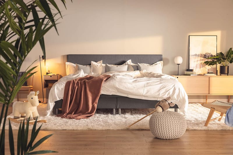 Ella Familieseng Sengepakke 240x210  cm - (+Flere valg) Mørkgrå - Møbler - Senge - Komplet sengepakke