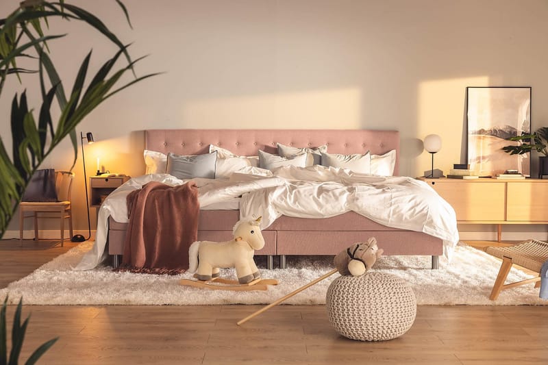 Ella Familieseng Sengepakke 280x200  cm - (+Flere valg) Lyserød - Møbler - Senge - Komplet sengepakke