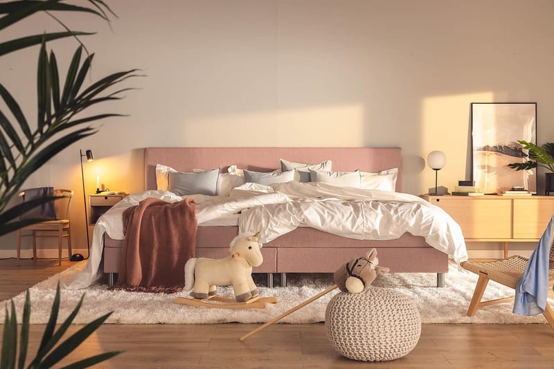 Ella Familieseng Sengepakke 280x210  cm - (+Flere valg) Lyserød - Møbler - Senge - Komplet sengepakke