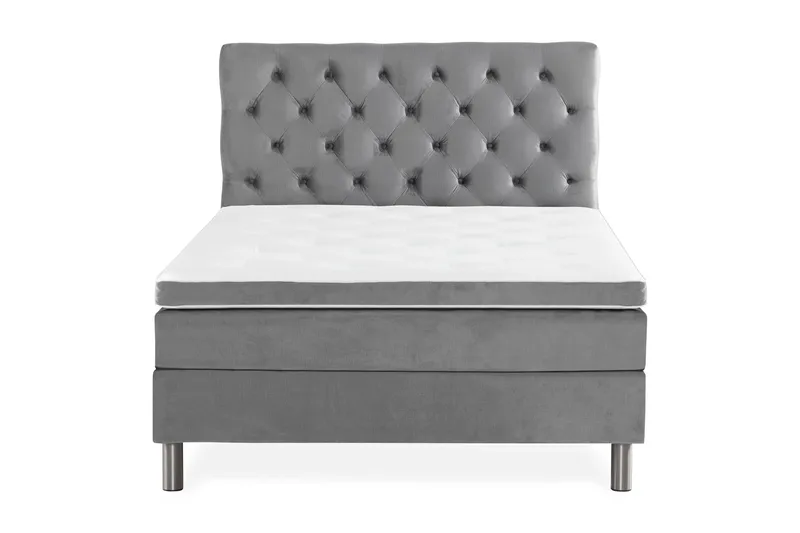 Ella Sengepakke 120x200 cm Dyb-syet hovedgavl - Lys grå / velour - Møbler - Senge - Kontinentalsenge