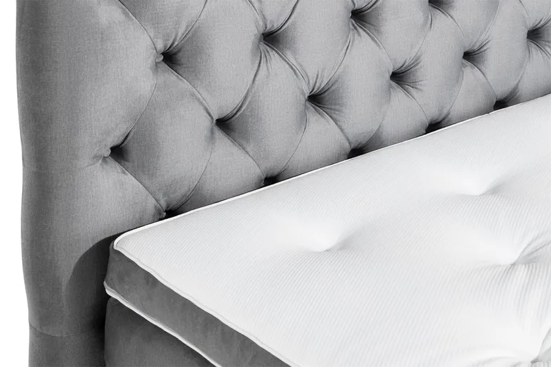 Ella Sengepakke 120x200 cm Dyb-syet hovedgavl - Lys grå / velour - Møbler - Senge - Kontinentalsenge