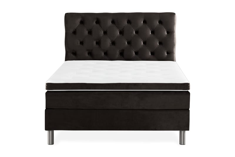 Ella Sengepakke 120x200 cm Dyb-syet hovedgavl - Mørkegrå / velour - Møbler - Senge - Komplet sengepakke