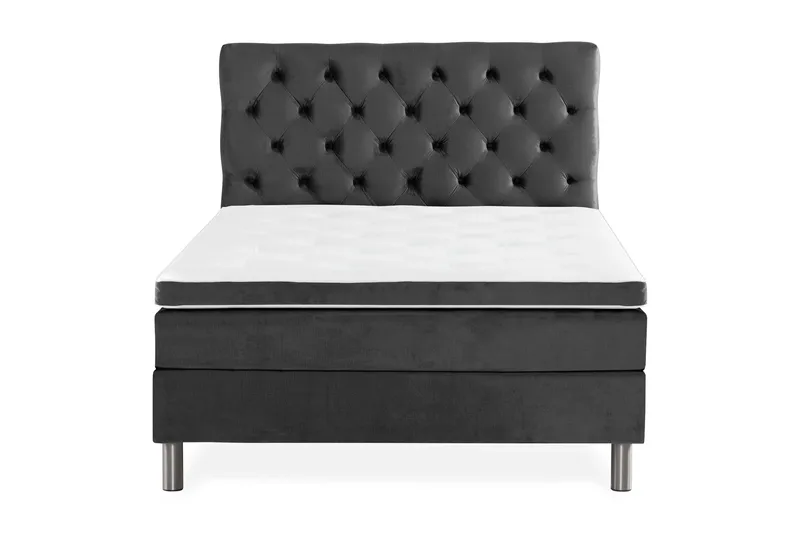 Ella Sengepakke 120x200 cm Dyb-syet hovedgavl, Mørkegrå / velour