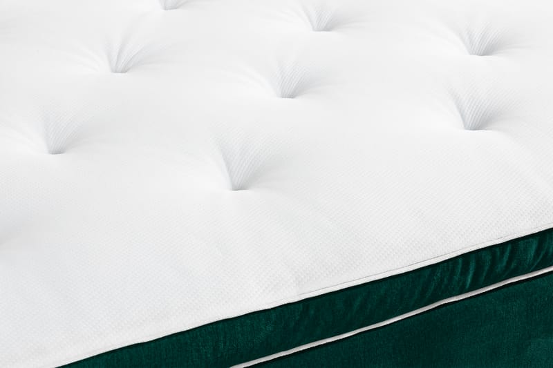 Ella Sengepakke 120x200 cm Dyb-syet hovedgavl - Mørkegrøn / velour - Komplet sengepakke - Kontinentalsenge