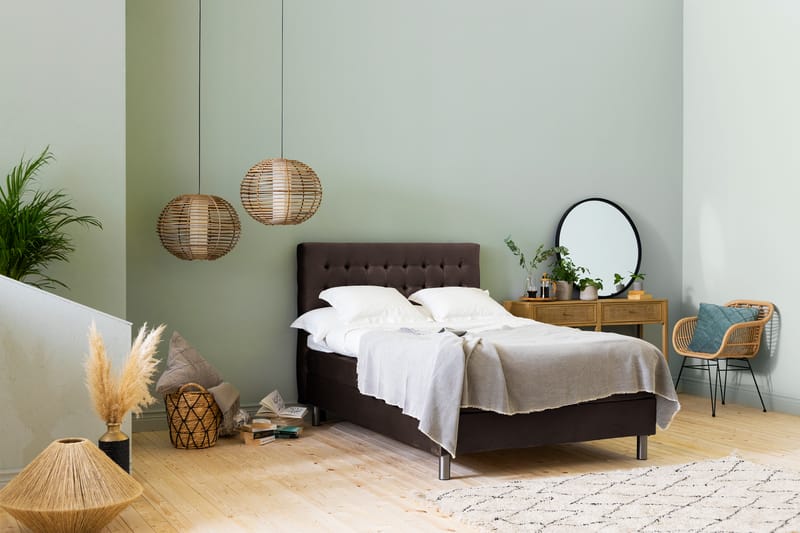 Ella Sengepakke 120x200 cm Ternet Gavl - Brun / velour - Møbler - Senge - Komplet sengepakke