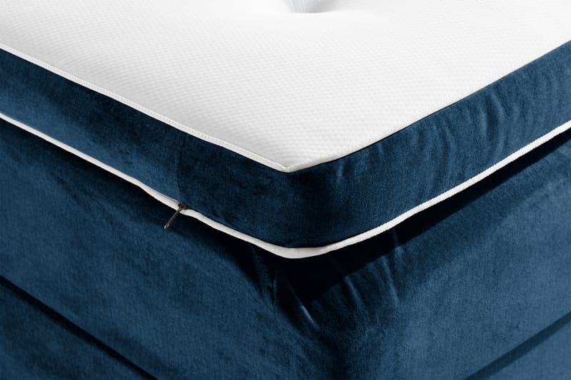 Ella Sengepakke 120x200 cm Ternet Gavl - Mørkeblå / velour - Komplet sengepakke - Kontinentalsenge