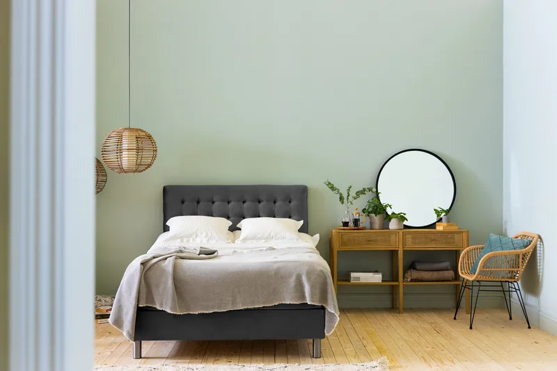 Ella Sengepakke 120x200 cm Ternet Gavl - Mørkegrå / velour - Møbler - Senge - Kontinentalsenge