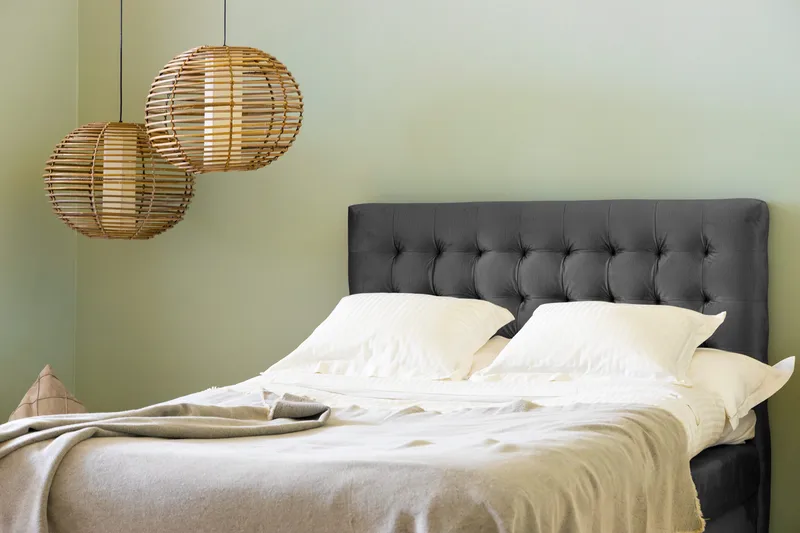 Ella Sengepakke 120x200 cm Ternet Gavl - Mørkegrå / velour - Møbler - Senge - Kontinentalsenge