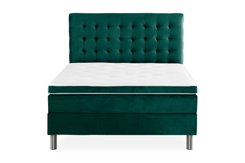 Ella Sengepakke 120x200 cm Ternet Gavl - Mørkegrøn / velour - Møbler - Senge - Komplet sengepakke