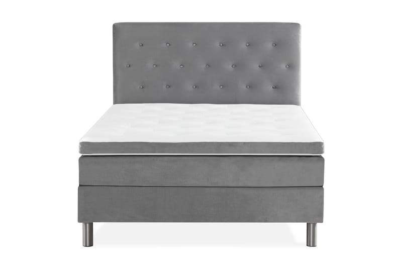 Ella Sengepakke 120x200 cm Pikeret Gavl, Lys grå / velour