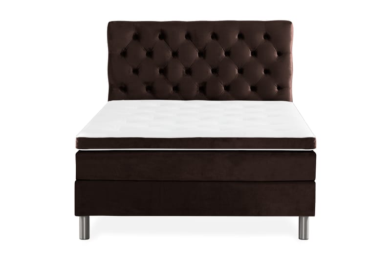 Ella Sengepakke 140x200 cm Dyb-syet hovedgavl - Brun / velour - Møbler - Senge - Komplet sengepakke