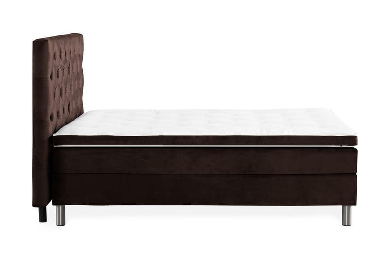 Ella Sengepakke 140x200 cm Dyb-syet hovedgavl - Brun / velour - Møbler - Senge - Komplet sengepakke