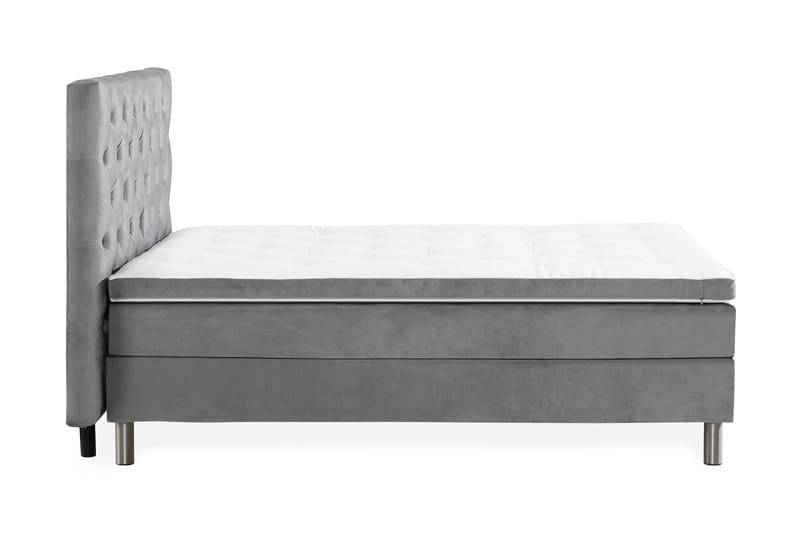 Ella Sengepakke 140x200 cm Dyb-syet hovedgavl - Lys grå / velour - Komplet sengepakke - Kontinentalsenge - Dobbeltsenge