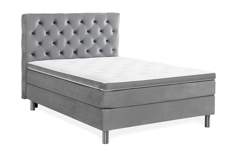 Ella Sengepakke 140x200 cm Dyb-syet hovedgavl - Lys grå / velour - Møbler - Senge - Kontinentalsenge
