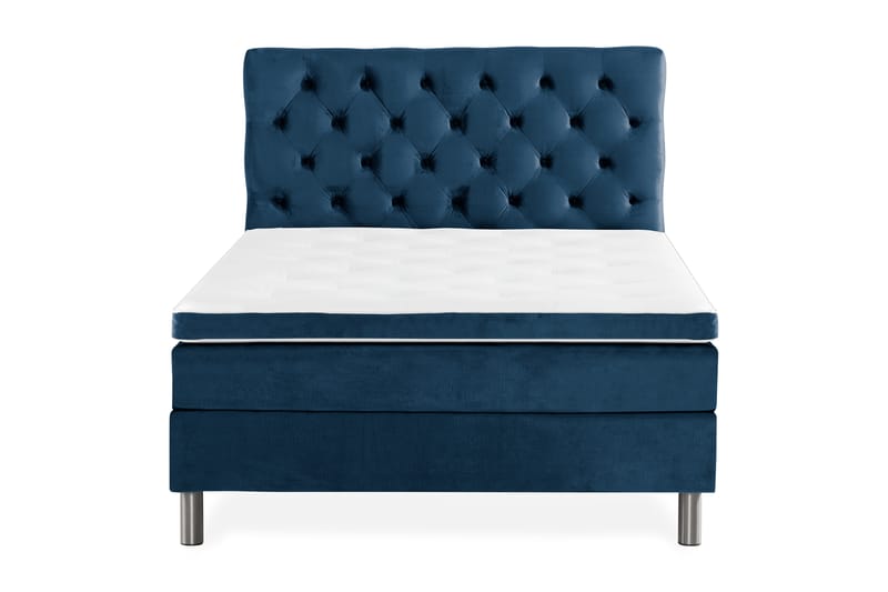 Ella Sengepakke 140x200 cm Dyb-syet hovedgavl - Mørkeblå / velour - Møbler - Senge - Komplet sengepakke