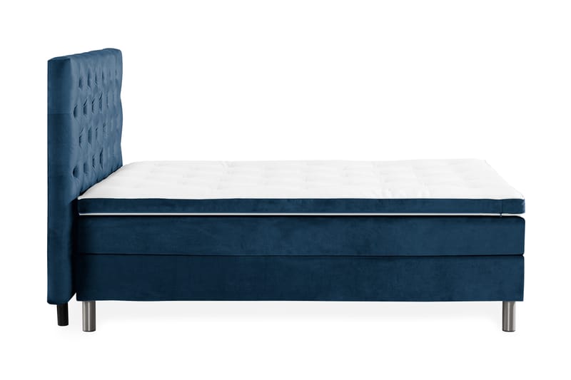 Ella Sengepakke 140x200 cm Dyb-syet hovedgavl - Mørkeblå / velour - Komplet sengepakke - Kontinentalsenge - Dobbeltsenge