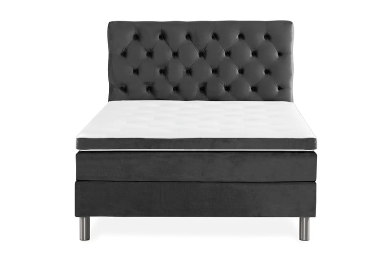 Ella Sengepakke 140x200 cm Dyb-syet hovedgavl - Mørkegrå / velour - Møbler - Senge - Komplet sengepakke