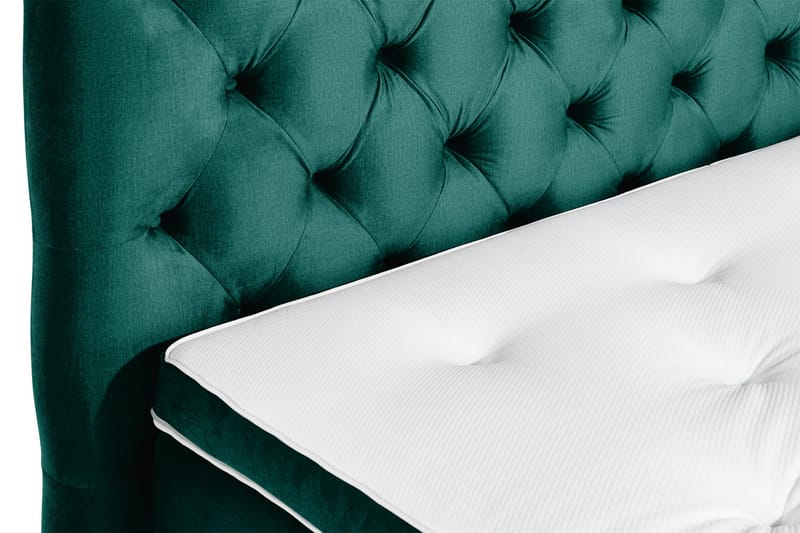 Ella Sengepakke 140x200 cm Dyb-syet hovedgavl - Mørkegrøn / velour - Møbler - Senge - Kontinentalsenge