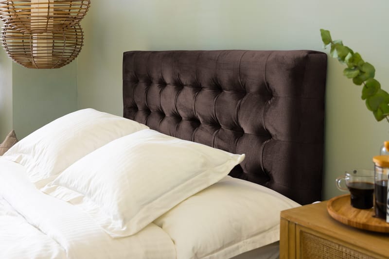 Ella Sengepakke 140x200 cm Ternet Gavl - Brun / velour - Møbler - Senge - Kontinentalsenge