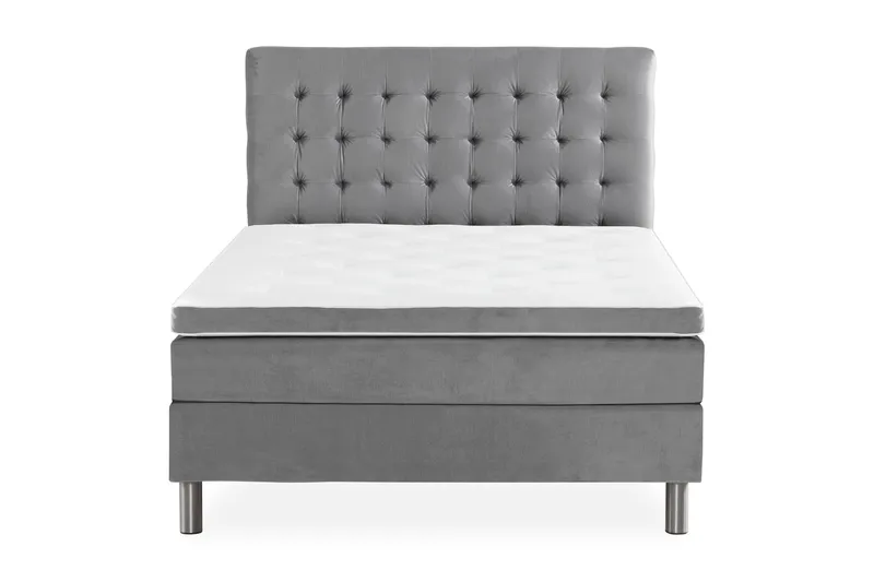 Ella Sengepakke 140x200 cm Ternet Gavl, Lys grå / velour