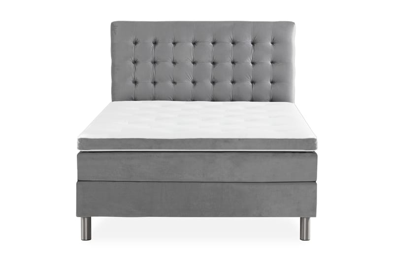 Ella Sengepakke 140x200 cm Ternet Gavl - Lys grå / velour - Møbler - Senge - Kontinentalsenge