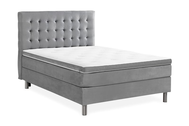 Ella Sengepakke 140x200 cm Ternet Gavl - Lys grå / velour - Møbler - Senge - Kontinentalsenge