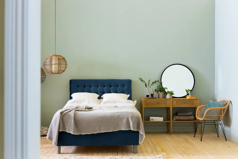 Ella Sengepakke 140x200 cm Ternet Gavl - Mørkeblå / velour - Møbler - Senge - Kontinentalsenge