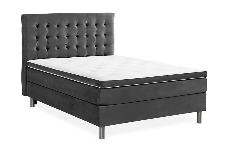 Ella Sengepakke 140x200 cm Ternet Gavl - Mørkegrå / velour - Møbler - Senge - Komplet sengepakke