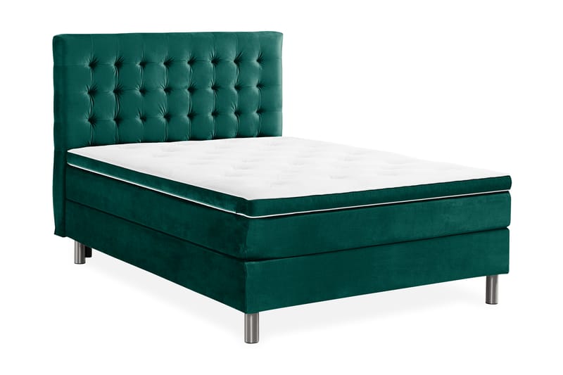 Ella Sengepakke 140x200 cm Ternet Gavl - Mørkegrøn / velour - Møbler - Senge - Komplet sengepakke