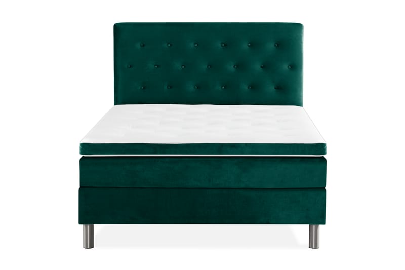 Ella Sengepakke 140x200 cm Pikeret Gavl - Mørkegrøn / velour - Møbler - Senge - Komplet sengepakke