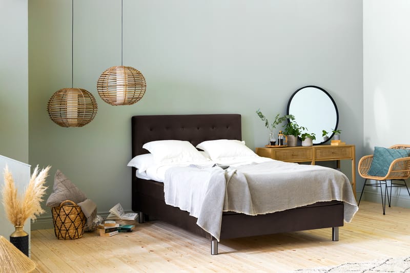 Ella Sengepakke 140x200 cm Pikeret Gavl - Brun / velour - Møbler - Senge - Komplet sengepakke