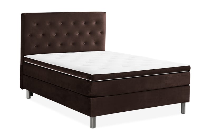 Ella Sengepakke 140x200 cm Pikeret Gavl - Brun / velour - Møbler - Senge - Komplet sengepakke