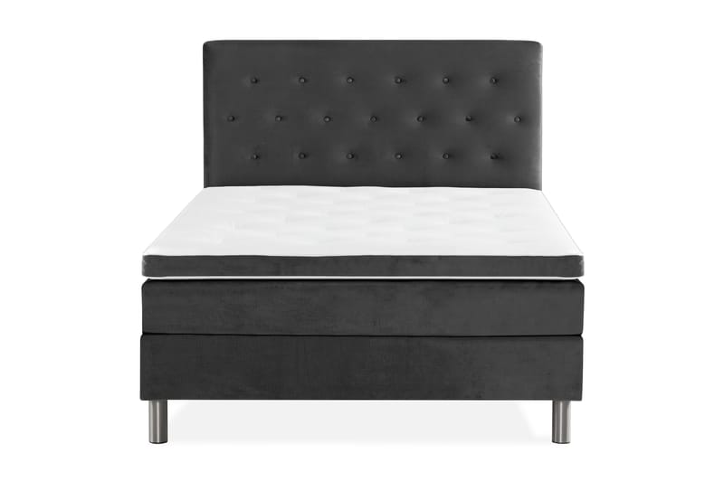 Ella Sengepakke 140x200 cm Pikeret Gavl - Mørkegrå / velour - Møbler - Senge - Komplet sengepakke