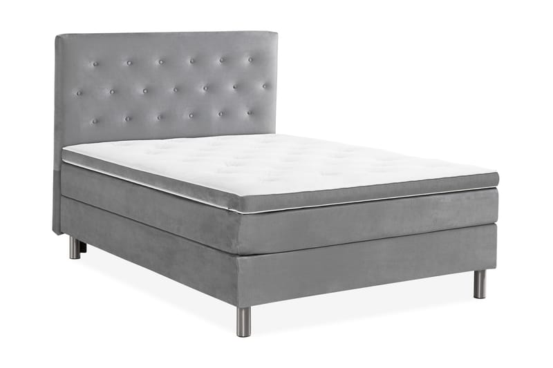 Ella Sengepakke 140x200 cm Pikeret Gavl - Lys grå / velour - Møbler - Senge - Kontinentalsenge