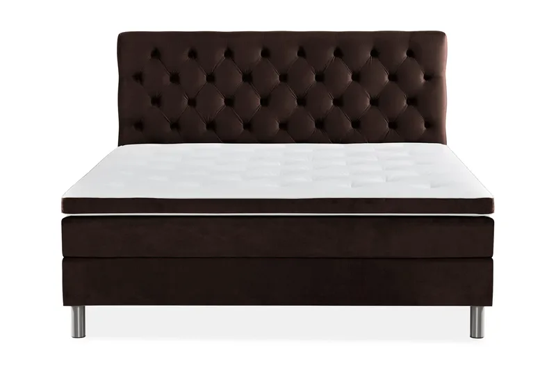 Ella Sengepakke 160x200 cm Dyb-syet hovedgavl, Brun / velour
