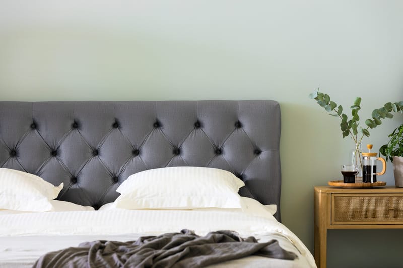 Ella Sengepakke 160x200 cm Dyb-syet hovedgavl - Lys grå / velour - Møbler - Senge - Kontinentalsenge