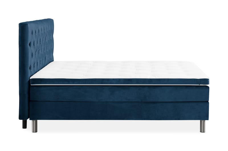 Ella Sengepakke 160x200 cm Dyb-syet hovedgavl - Mørkeblå / velour - Komplet sengepakke - Kontinentalsenge - Dobbeltsenge
