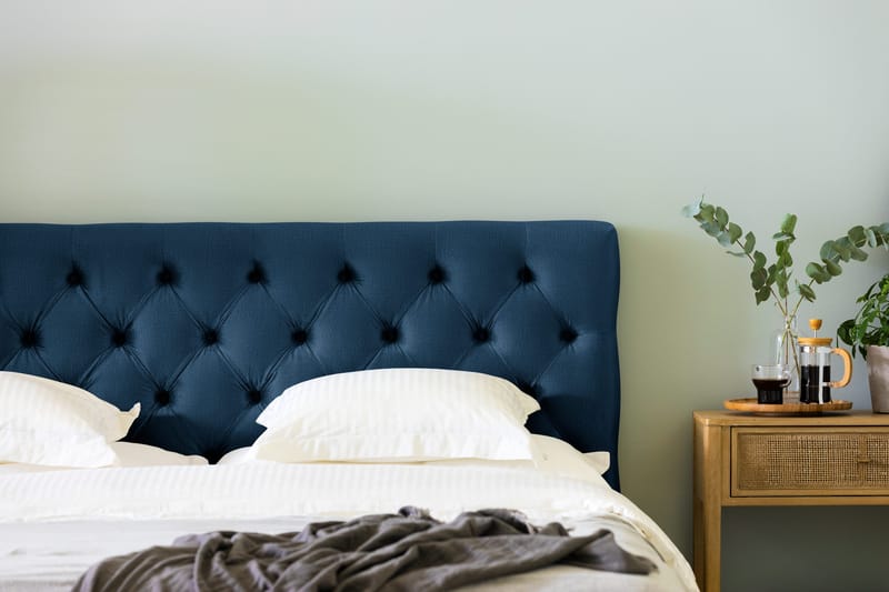 Ella Sengepakke 160x200 cm Dyb-syet hovedgavl - Mørkeblå / velour - Møbler - Senge - Kontinentalsenge