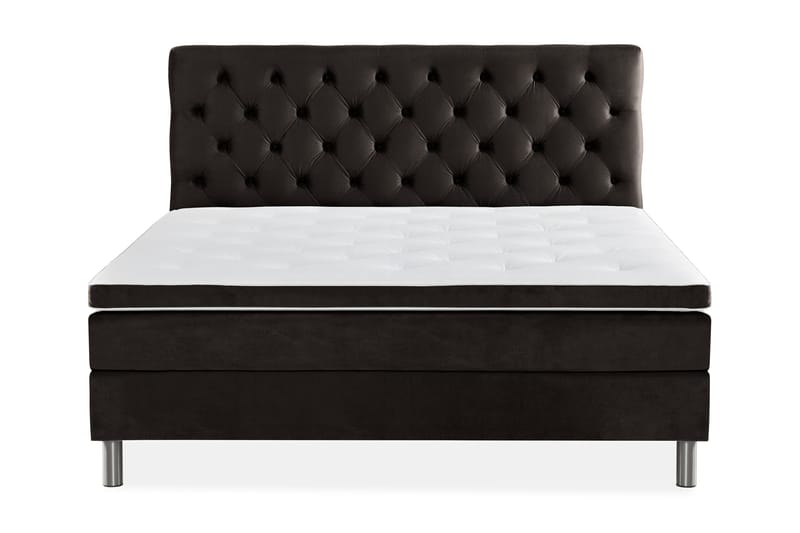 Ella Sengepakke 160x200 cm Dyb-syet hovedgavl - Mørkegrå / velour - Møbler - Senge - Komplet sengepakke
