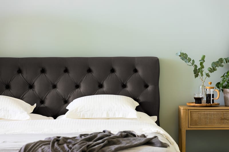 Ella Sengepakke 160x200 cm Dyb-syet hovedgavl - Mørkegrå / velour - Møbler - Senge - Komplet sengepakke