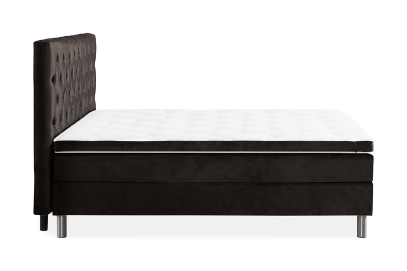 Ella Sengepakke 160x200 cm Dyb-syet hovedgavl - Mørkegrå / velour - Møbler - Senge - Komplet sengepakke