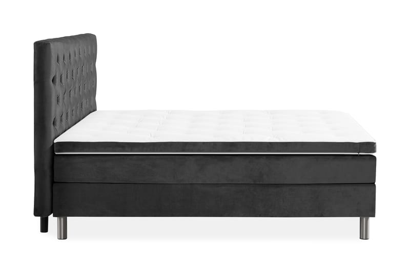 Ella Sengepakke 160x200 cm Dyb-syet hovedgavl - Mørkegrå / velour - Møbler - Senge - Komplet sengepakke