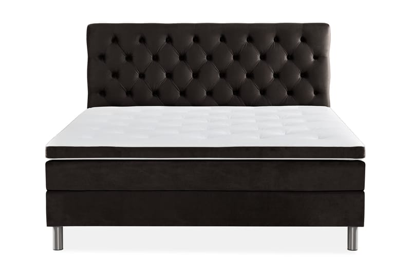 Ella Sengepakke 160x200 cm Dyb-syet hovedgavl, Mørkegrå / velour