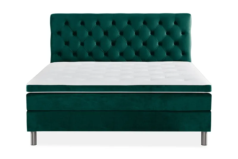 Ella Sengepakke 160x200 cm Dyb-syet hovedgavl - Mørkegrøn / velour - Møbler - Senge - Kontinentalsenge