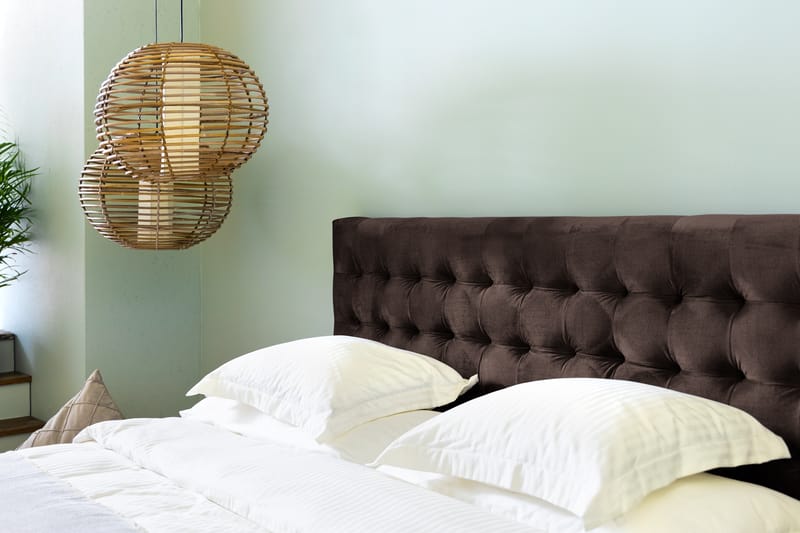 Ella Sengepakke 160x200 cm Ternet Gavl - Brun / velour - Møbler - Senge - Komplet sengepakke